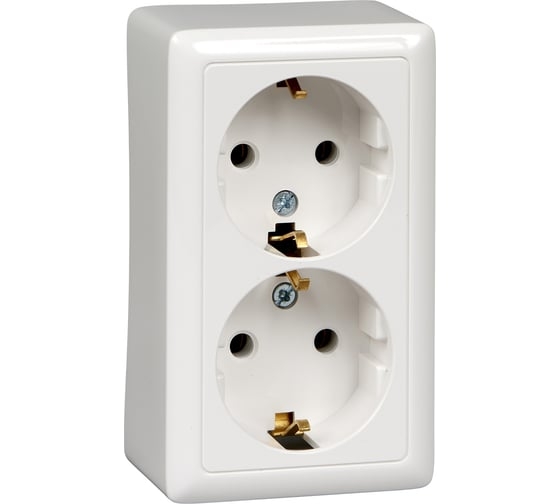 ХИТ Розетка двойная наружная белая без заземления и шторок 16А 250В (RA16-237-B)