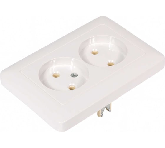 ХИТ Розетка двойная скрытая белая без заземления и шторок 16А 250В (RS16-235-B)