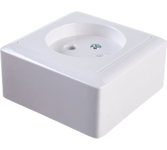 ХИТ Розетка наружная без заземления 250В 10А белая (RA10-131-B)