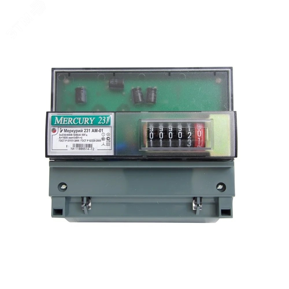 Счетчик электроэнергии Меркурий 231 АМ-01 трехфазный однотарифный 5(60) кл.точ.1.0,D ЭМОУ, имп.выход