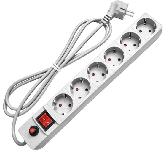 Сетевой фильтр "UNIVersal" ПВС 3*0,75 6гн.выключатель с индикацией серый 10м (уп15шт)