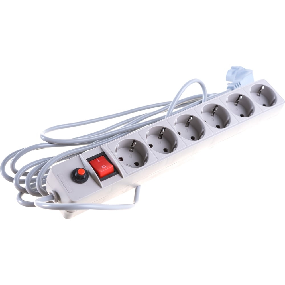 Сетевой фильтр "UNIVersal" ПВС 3*0,75 6гн.выключатель с индикацией серый 7м (уп15шт)