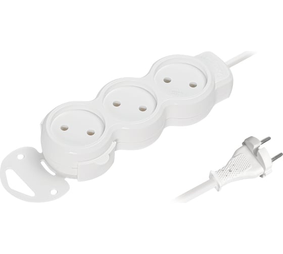 Удлинитель 3 гнезда 1,5 метра 10А/2,2кВт без заземления ПВС 2х1,0 (SBE-10-3-1,5-N)-50