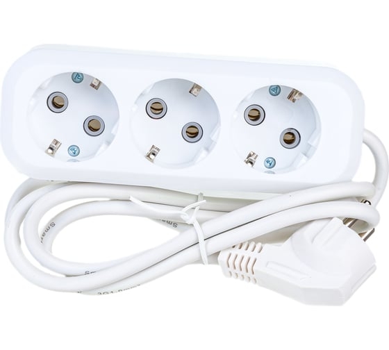 Удлинитель 3 гнезда 1,5 метра 16А/3,5кВт с заземлением ПВС 3х1,0 (SBE-16-3-1,5-Z)(40)