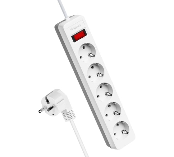 Удлинитель сетевым фильтром 5х5м с заземл. 7А IP20 500SL-5-G CCA 3x0.75 сер. BURO 354127