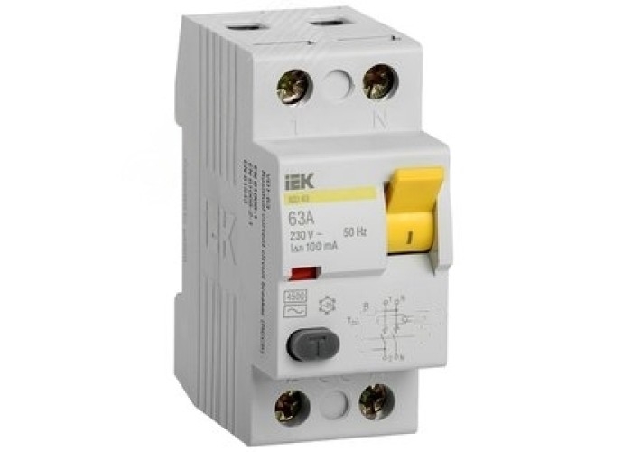 Выключатель дифференциального тока (УЗО) 2П 16А 10мА ВД1-63 АС (Электромеханическое)
