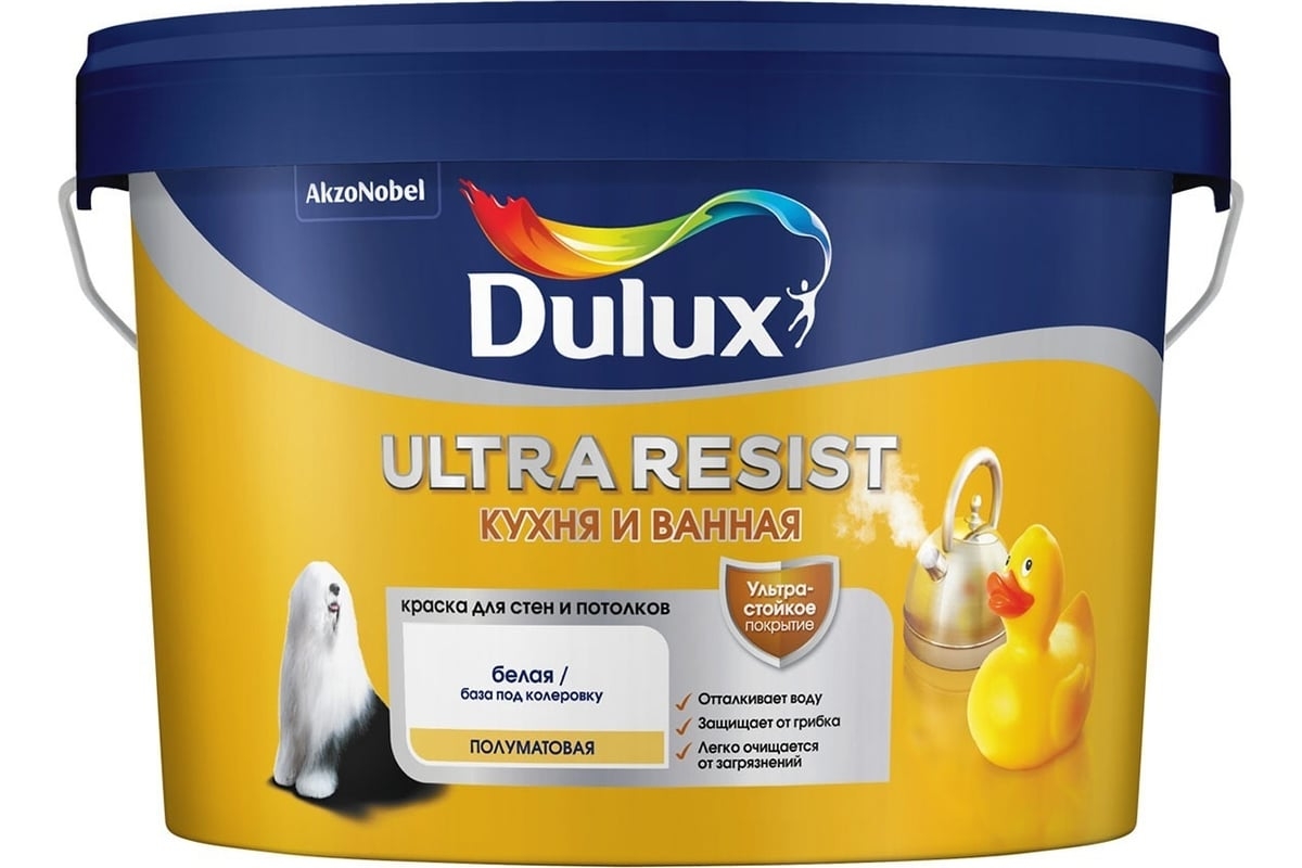 ДУЛЮКС Ultra Resist кухня и ванная полуматовая BW 2,5л
