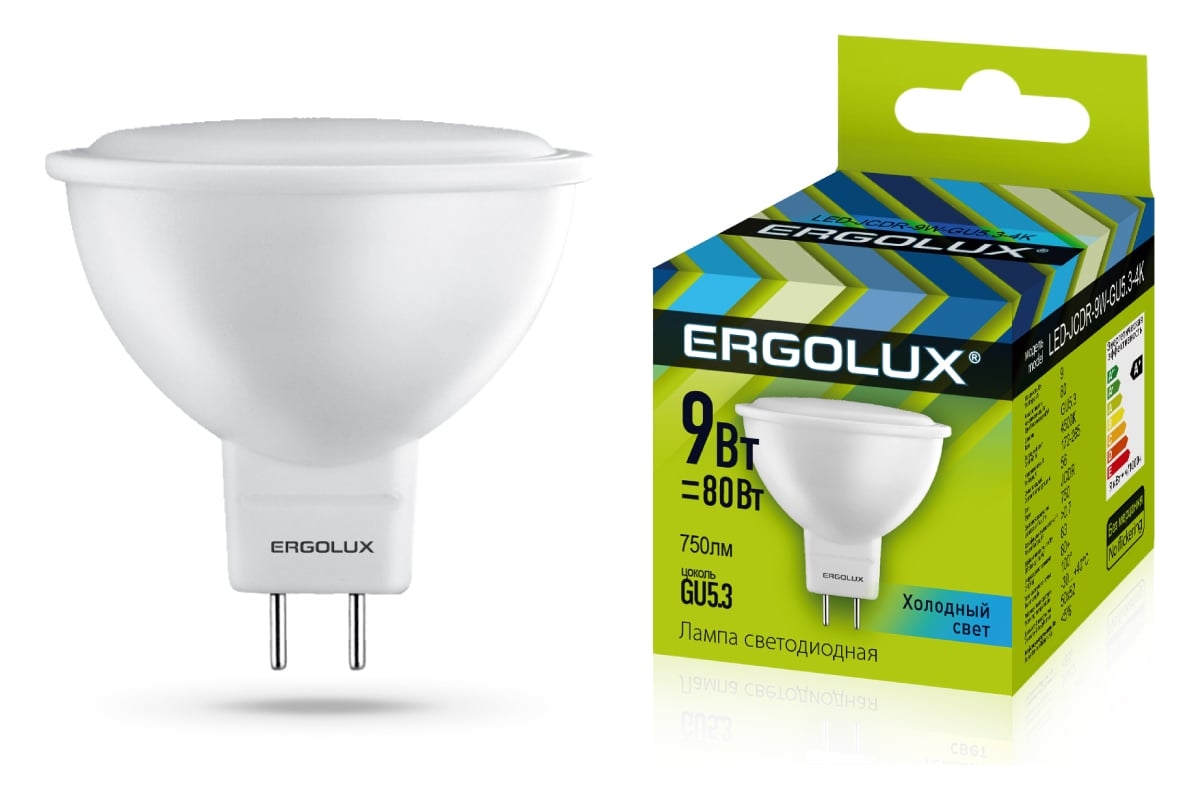 Лампочка "Ergolux" LED 9Вт GU5/3